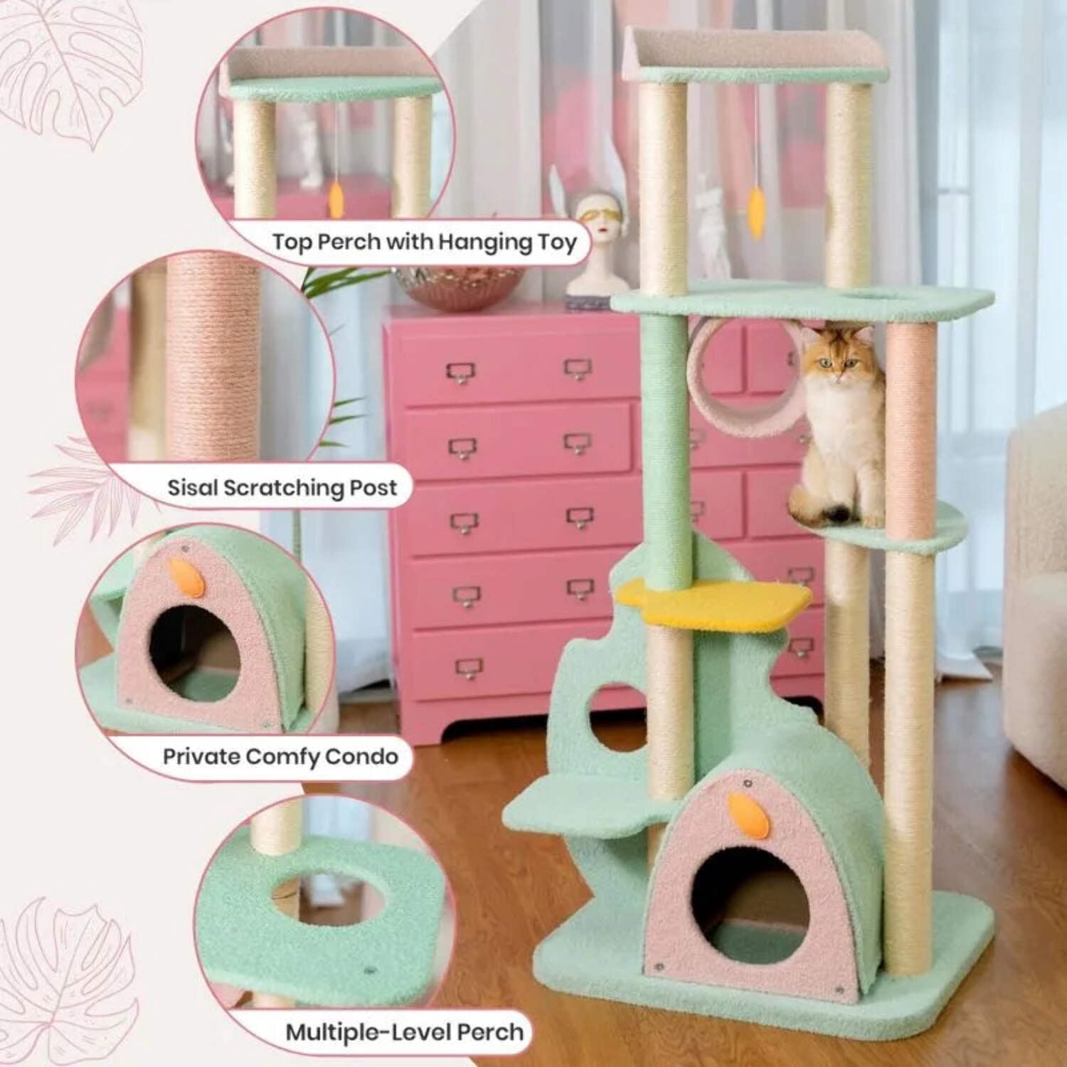 Happy & Polly Wonderland 58-in Plush Cat Tree & Condo, Jumbo