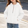 thumbnail image 2 of Girls Zip Up Hoodie 7-8 Half Zip Long Sleeve Kids Sweatshirt Cute Trendy Oversized Girls Hoodies with Pockets, 2 of 8