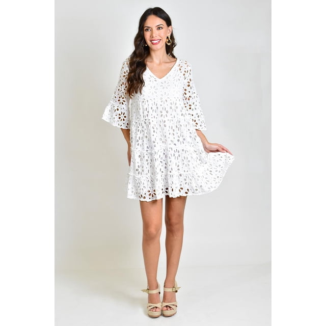 Vestido detalle calado /Juvenil, 8515 (Blanco) blanco EG