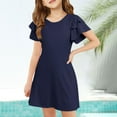 thumbnail image 2 of Little Girl Dress Short Sleeve A-Line Tiered Swing Summer Navy Dress Girls Birthday Dress Sundress Princess Dress, 2 of 4