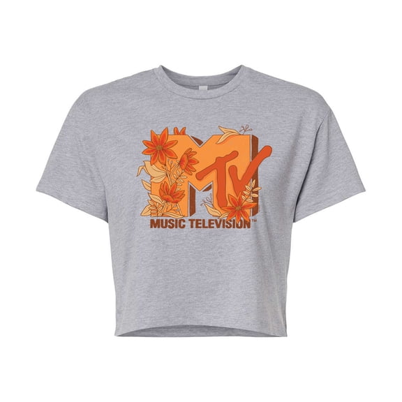 Mtv - Fall Florals - Juniors Cropped Graphic T-Shirt