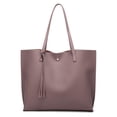 thumbnail image 1 of Dreubea Bolso de hombro de piel sintética suave para mujer, bolso de mano con borlas de gran capacidad, 1 of 5