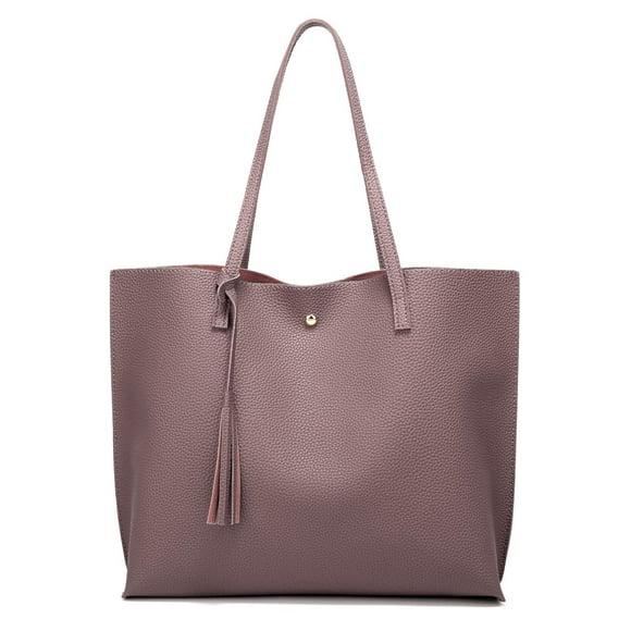 Dreubea Bolso de hombro de piel sintética suave para mujer, bolso de mano con borlas de gran capacidad