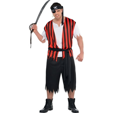 Suit Yourself Ahoy Matey Pirate Costume for Adults, Plus Size, Includes Shirt with Vest, Headscarf, Pants, and a Belt