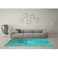 thumbnail image 3 of Ahgly Company Machine Washable Indoor Rectangle Oriental Turquoise Blue Industrial Area Rugs, 5' x 7', 3 of 4