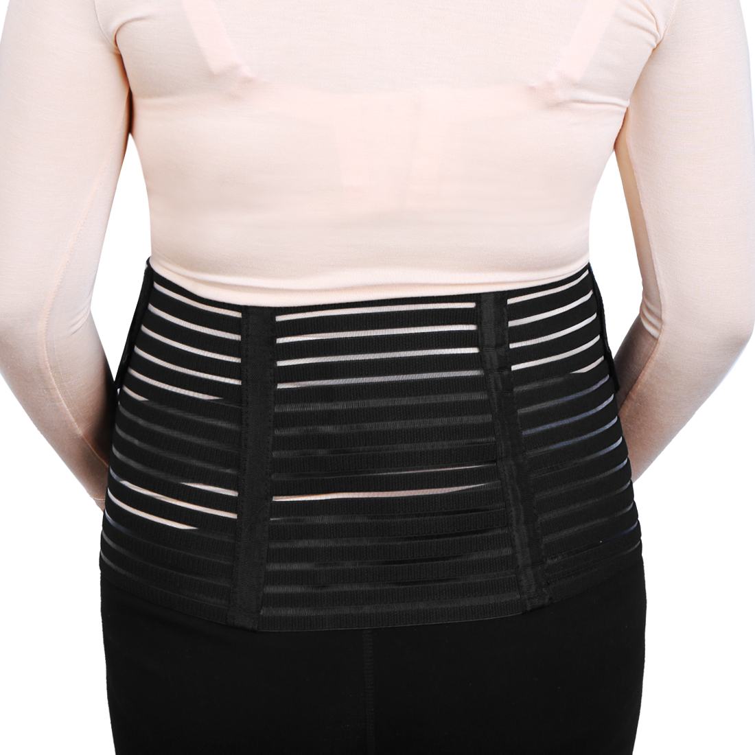 Unique Bargains Maternity Antepartum Belt Pregnant Women Abdominal Support Waist Belly Band Back Brace Black S