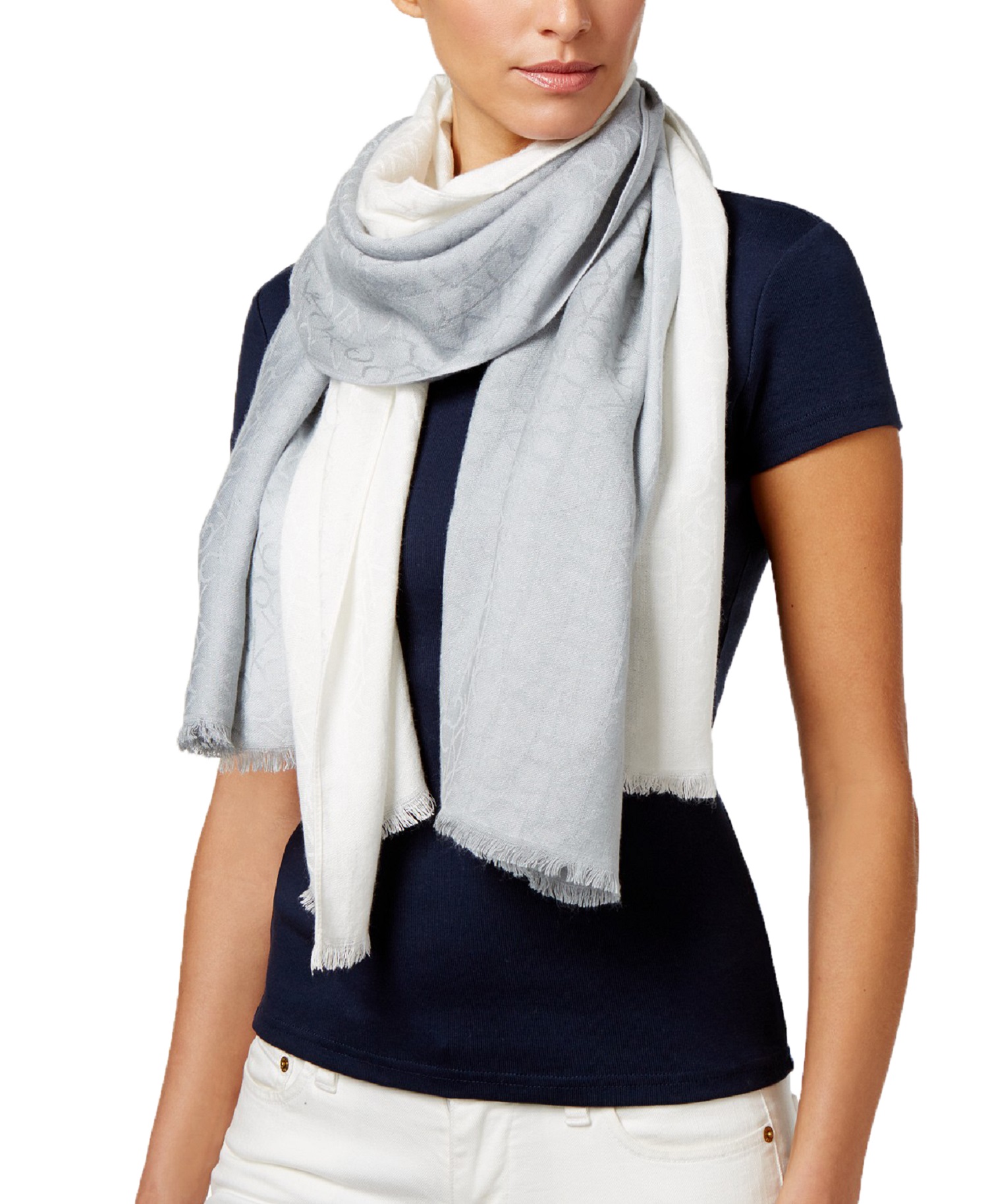 Calvin Klein Calvin Klein Dip Dye Logo Wrap & Scarf in One (Grey