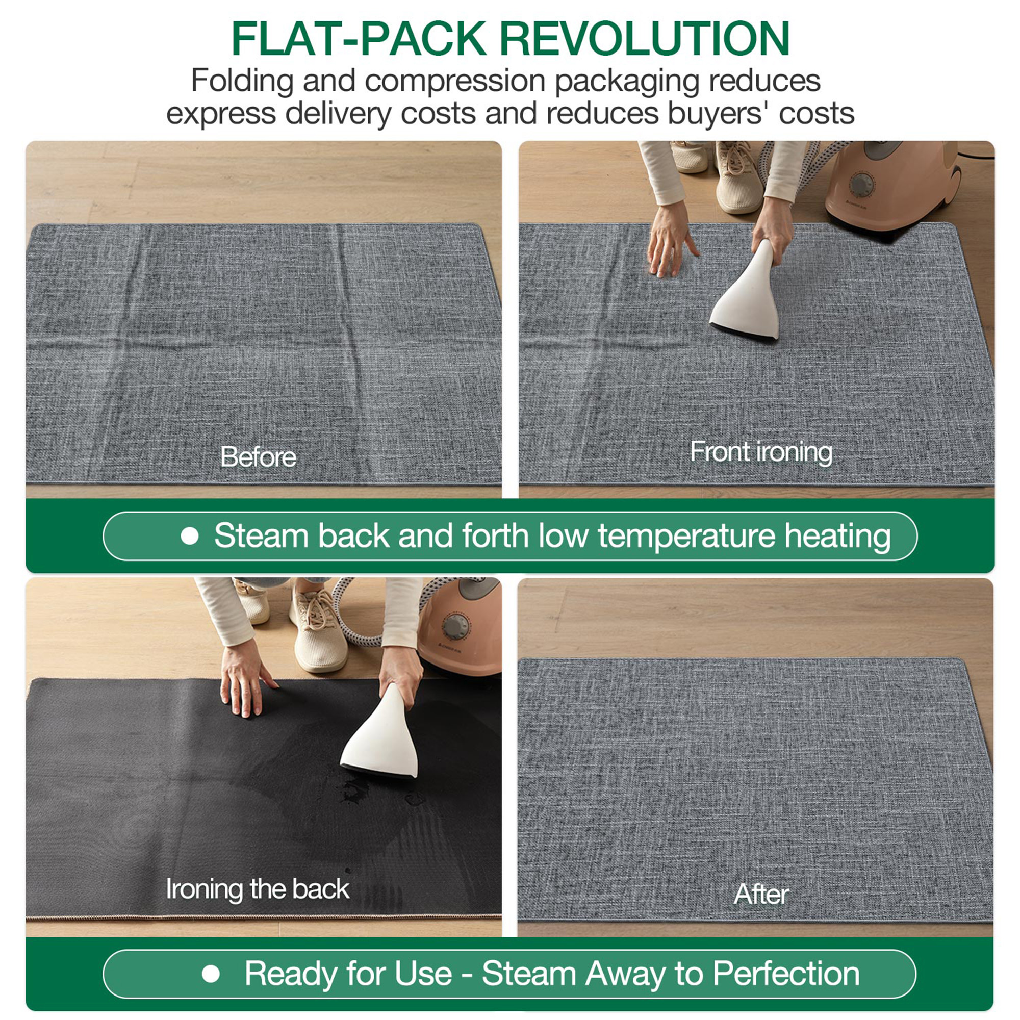 FRABE Ultra Thin Door Mat for Entryway, Low Profile Non Slip Rubber Backing Indoor Doormat, Easy Clean Welcome Entrance Mat for Inside House, Patio, Dark Grey 20"x32"
