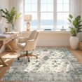 thumbnail image 3 of Design&I 4'x6' Ultra Soft Area Rug, Beige Distressed Botanical Motif Subtle Trellis Neutral Border None Fluffy Washable Non Shedding for Bedroom Living Room Home Office, 3 of 7