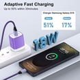 thumbnail image 2 of USB Charging Block, 2pcs 18W Fast Charger Block with 6FT USB C Cable Type C Charger Cable Cord USB A to Usb C Cable,USB Wall Charger Plug Quick Android Charger USB Plug Adapter[Purple], 2 of 8