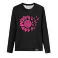 thumbnail image 3 of WREESH Womens Pink Ribbon Sunflower Shirts Breast Cancer Awareness T-Shirts Basic Long Sleeve Crewneck Sweatshirts Fall Loose Fit Tops Black A, 3 of 3