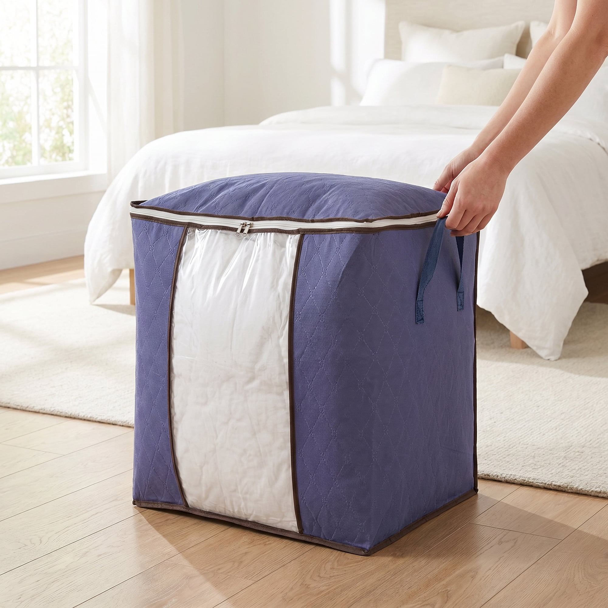 Unique Bargains Moistureproof Storage Sack Portable Side Bag Navy Blue 18.9"x11.0"x19.7"