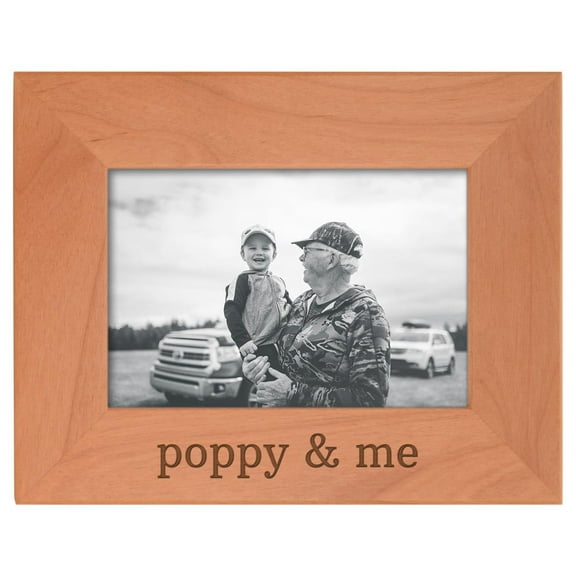 ThisWear Personalized Gifts Grandpa Gift Poppy and Me Grandchild Natural Wood Engraved 4x6 Landscape Picture Frame Wood