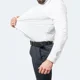 thumbnail image 4 of Camisa de manga larga antiarrugas y resistente al calor para hombre, de color liso, con cuello cuadrado, para uso informal de negocios, con cuatro lados cruzados, 4 of 5