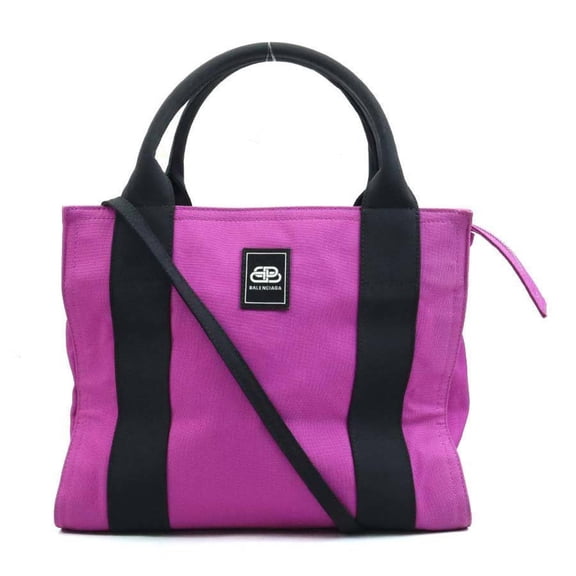 Pre-Owned Balenciaga BALENCIAGA Handbag Shoulder Bag Canvas Purple Black Women's e60831a