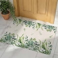 thumbnail image 2 of Green Leaf Indoor Door Mat 20x31.5 Inch Summer Watercolor Country Green Eucalyptus Leaves Linen Texture Front Door Mat Non Slip Washable Entryway Rug Low Profile Dirt Trapper Doormat for Bedroom, 2 of 9