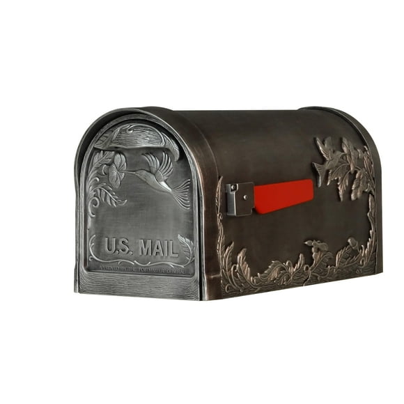 Special Lite Hummingbird Curbside Mailbox - Swedish Silver Cast Aluminum Mailbox for Post Mount - SCB-1005-SW