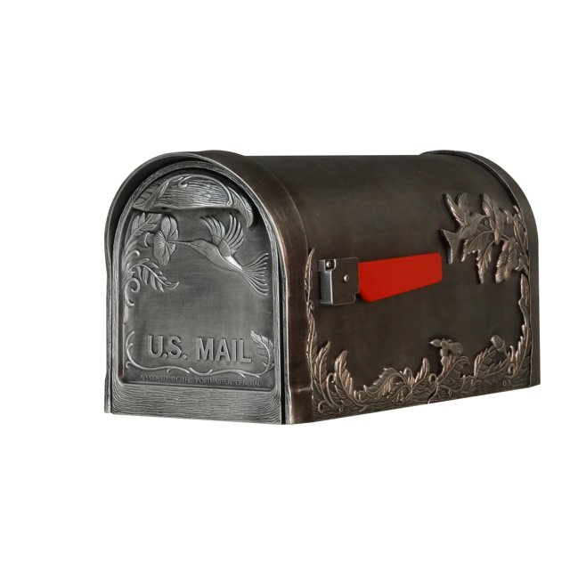 Special Lite Hummingbird Curbside Mailbox - Swedish Silver Cast Aluminum Mailbox for Post Mount - SCB-1005-SW