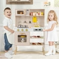 thumbnail image 2 of Gymax Height Adjustable Play Kitchen Wooden Kitchen Playset w/ Real Lights & Sounds, 2 of 10