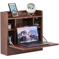 thumbnail image 2 of Wall Mount Folding Laptop Writing Computer or Makeup Desk with Storage Shelves and Drawer, 2 of 7