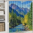 thumbnail image 6 of Orinice River Forest Mountains Bathroom Decor Set Colorful Luxurious Graphic Print Polyester Fabric Shower Curtain Set with Hooks 69x72, 6 of 7