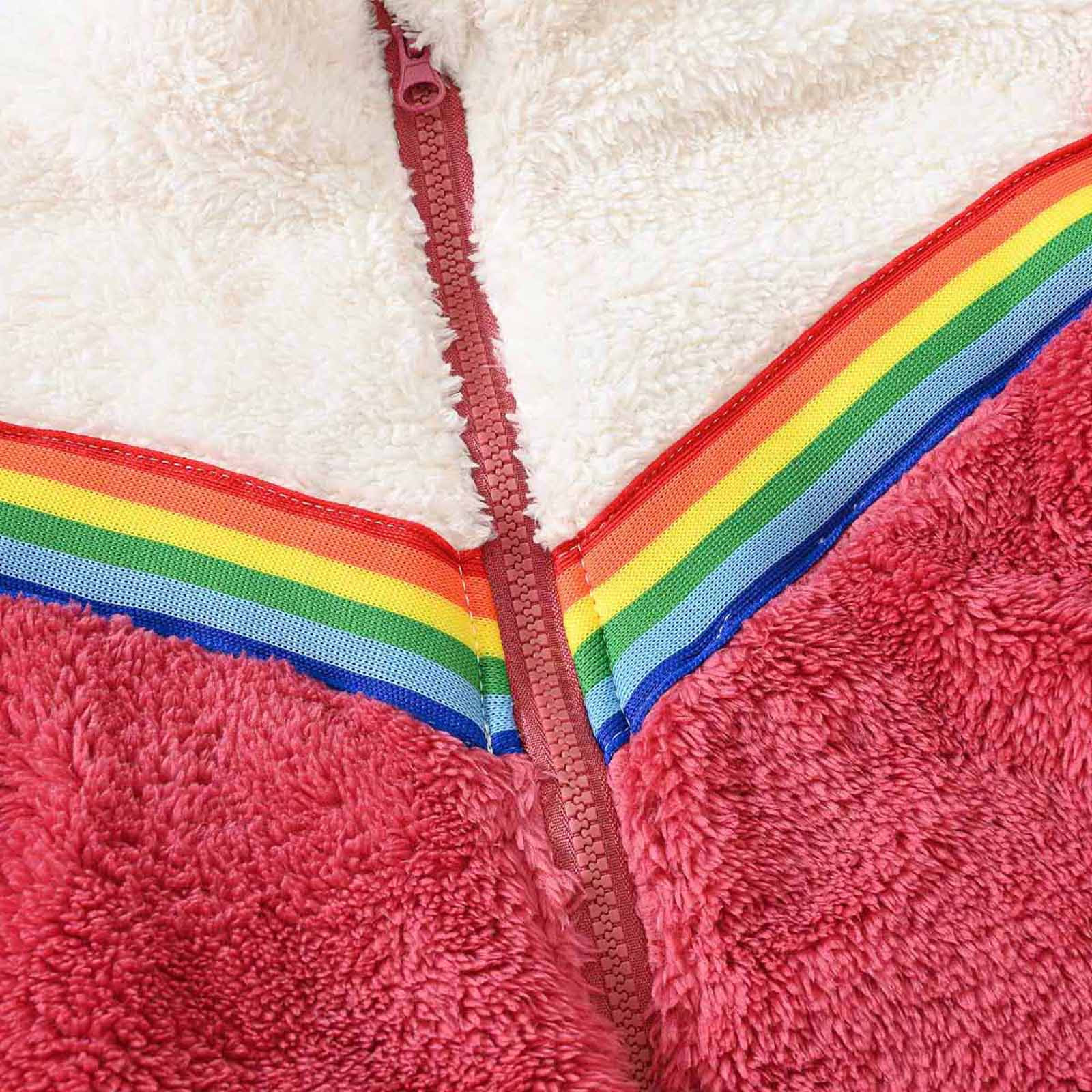 YYDGH Girls Zipper Jacket Fuzzy Sweatshirt Long Sleeve Casual Cozy Fleece Sherpa Outwear Coat Full-Zip Rainbow Jackets(Red,3-4 Years) - image 5 of 8