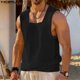 thumbnail image 2 of INCERUN Tops 2024 estilo americano para hombre, moda con textura, chalecos con cuello cuadrado hueco, camiseta sin mangas de color liso informal de verano para hombre S-5XL, 2 of 5