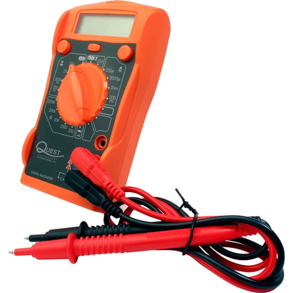Quest Technology Deluxe Digital Multimeter, Orange, 5.25 x 2.5 x 1 in, 0.2 lb