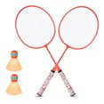 thumbnail image 3 of Juego de raqueta de bádminton para niños con 2 pelotas, juego de deportes al aire libre, juguete para niños y niñas, color naranja fluorescente, 3 of 11