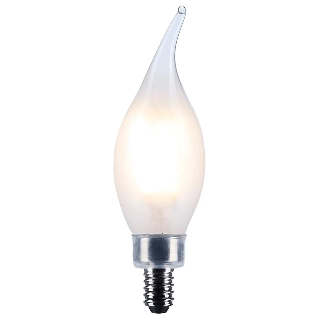 SATCO S12507 CA10 LED Flame Light Bulbs 4W 120V Frosted Glass 3500K 350 Lumen E12 Candelabra Base Dimmable Wet Location (6 Pack)