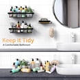 thumbnail image 4 of 3-Pack Shower Caddy Basket Shelf with Soap Holder, No Drilling Traceless Adhesive Shower Wall Shelves, Rustproof Bathroom Shower Storage Organizer, Black, 4 of 7