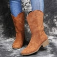 thumbnail image 4 of Women's Wide Width & Calf Boots:  Side Zipper Chunky Low Heel for Winter Shoes, 4 of 6