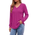 thumbnail image 2 of Fantaslook Long Sleeve Shirts for Women V Neck Textured Tops Fall Blouses Lightweight Tunic Pullover, 2 of 8