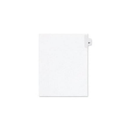 Numeric Legal Tabs - Kleer-Fax Numeric Laminated Tab Index Dividers - Printed Tab(s) - Digit - 81 - 25 Tab(s)/Set - 8.5