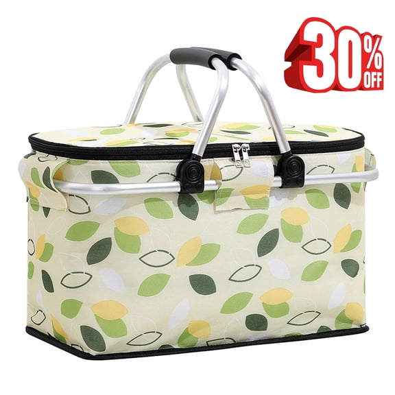 Fmxomd Cooler Bag,Portable Outdoor Picnic Basket, Insulated Soft Cooler Large Collapsible Cooler Bag 22L Lunch Coolers for Picnic, Beach, Work, Trip (Green)