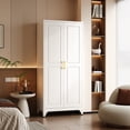 thumbnail image 5 of Polup 71" H Modern Metal Sturdy Armoire Cabinet with Shelves and Hanging Rod, Adult Bedroom Wardrobe Closet with Doors, 5 of 9