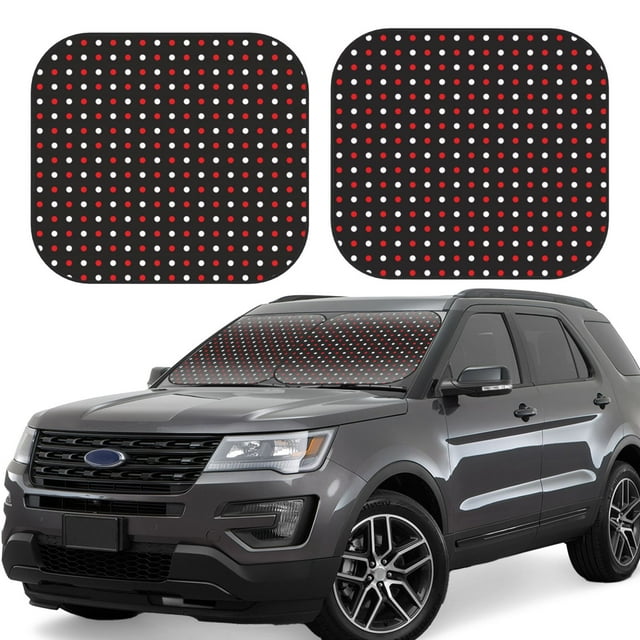 Saiise Pois Rouges et Blancs pour Pare-Soleil de Voiture Pliable (Lot de 2) Offre Protection Solaire avec un Design Pliable Facile pour Pare-Brise Pratique-Moyen