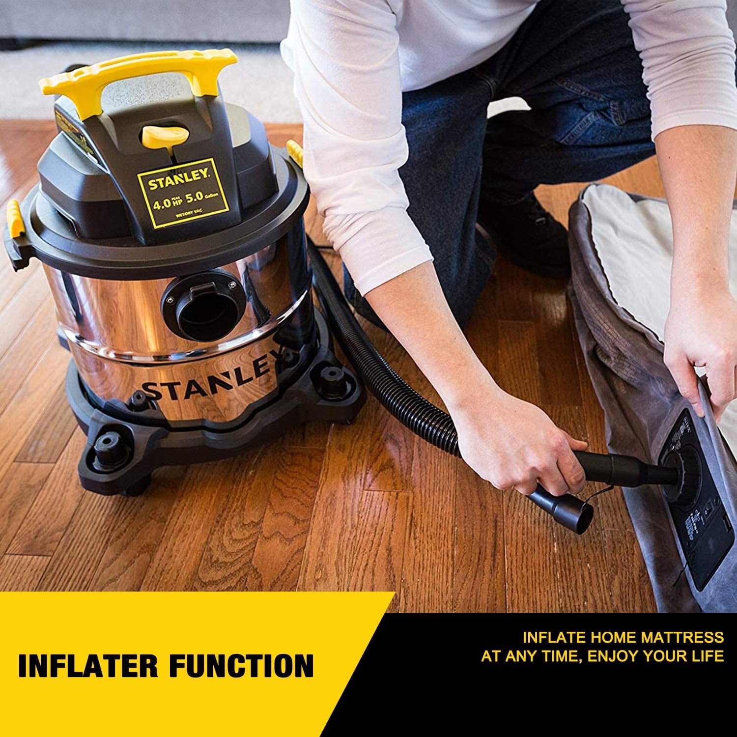 Stanley SL18115 Portable Stainless Steel 5 Gallon Wet Dry Floor Vacuum & Blower