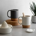 thumbnail image 5 of Coffee Mugs, 15 oz Mug Set of 2, Large Ceramic Coffee Mugs with Cork Bottom and Spill-Proof Lids, Perfect for Mom and Dad, Large Mugs for Coffee, Latte, Tea, Beige, 5 of 5