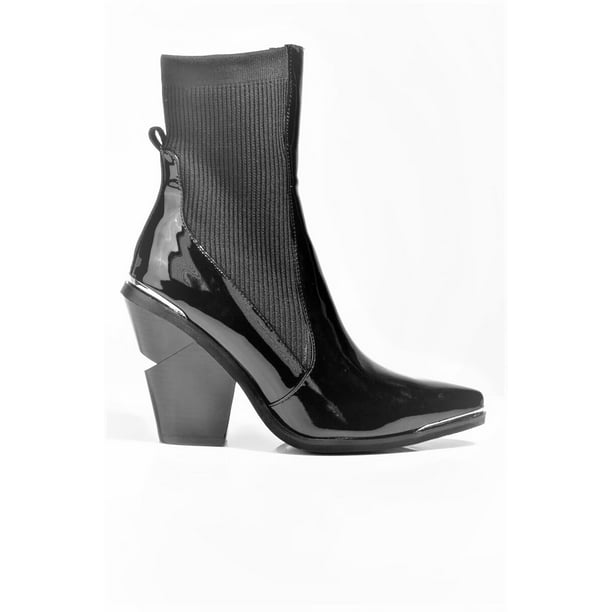chunky heel pointed toe boots