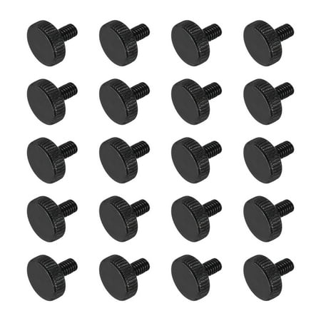 Uxcell M4x5mm Knurled Thumb Screws, Black Steel Flat Head Thumb Screws Zinc Plated Metric Knurled Head Bolts Grip Knobs Hand Tighten Thread Fasteners, 20 Pcs