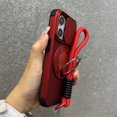 thumbnail image 1 of Armor Ring Stand Holder Slide Window Magnetic with Wrist Strap Phone Case for iPhone 16 15 Pro Max 13 12 11 14 Plus Bumper Cover Red For iPhone 15 Plus, 1 of 6