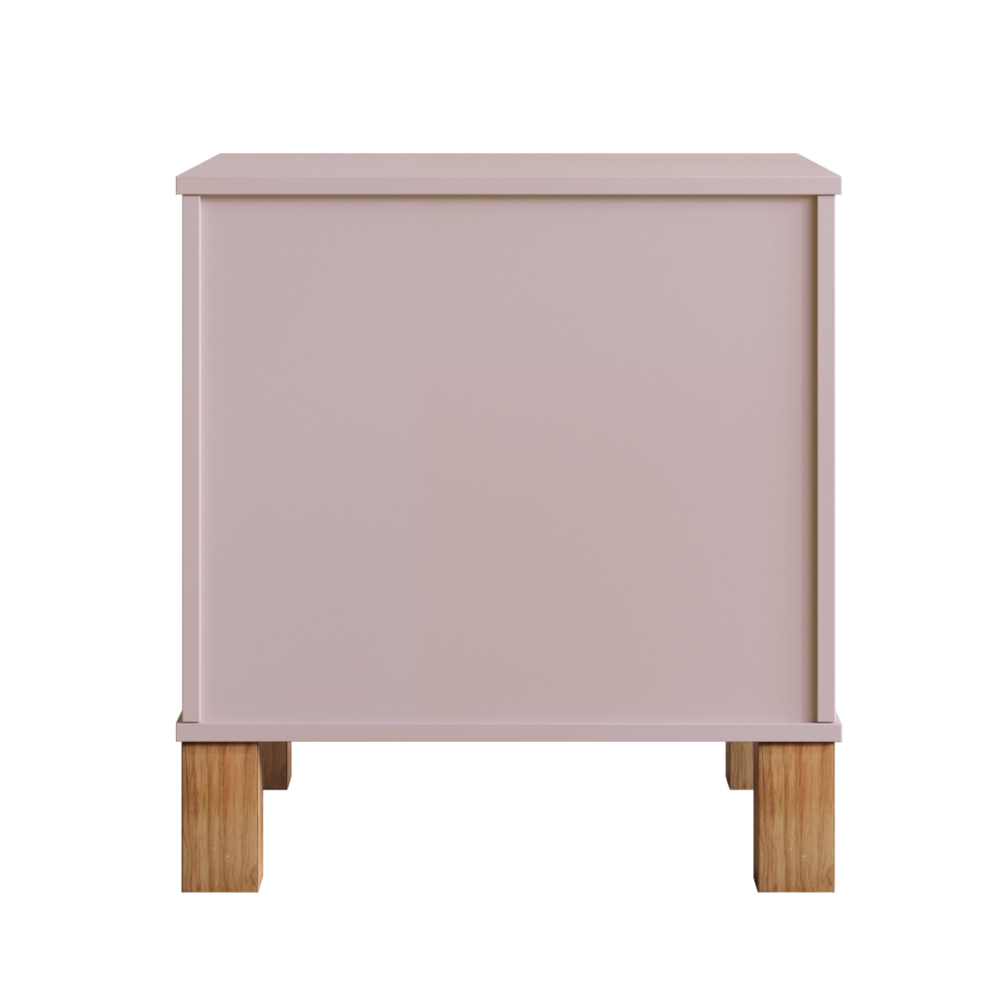Leumius Nightstand for Bedroom,Wood Bedside Table with 2 Drawer & Solid Wood Legs,Small Storage Cabinet for Living Room,Pink
