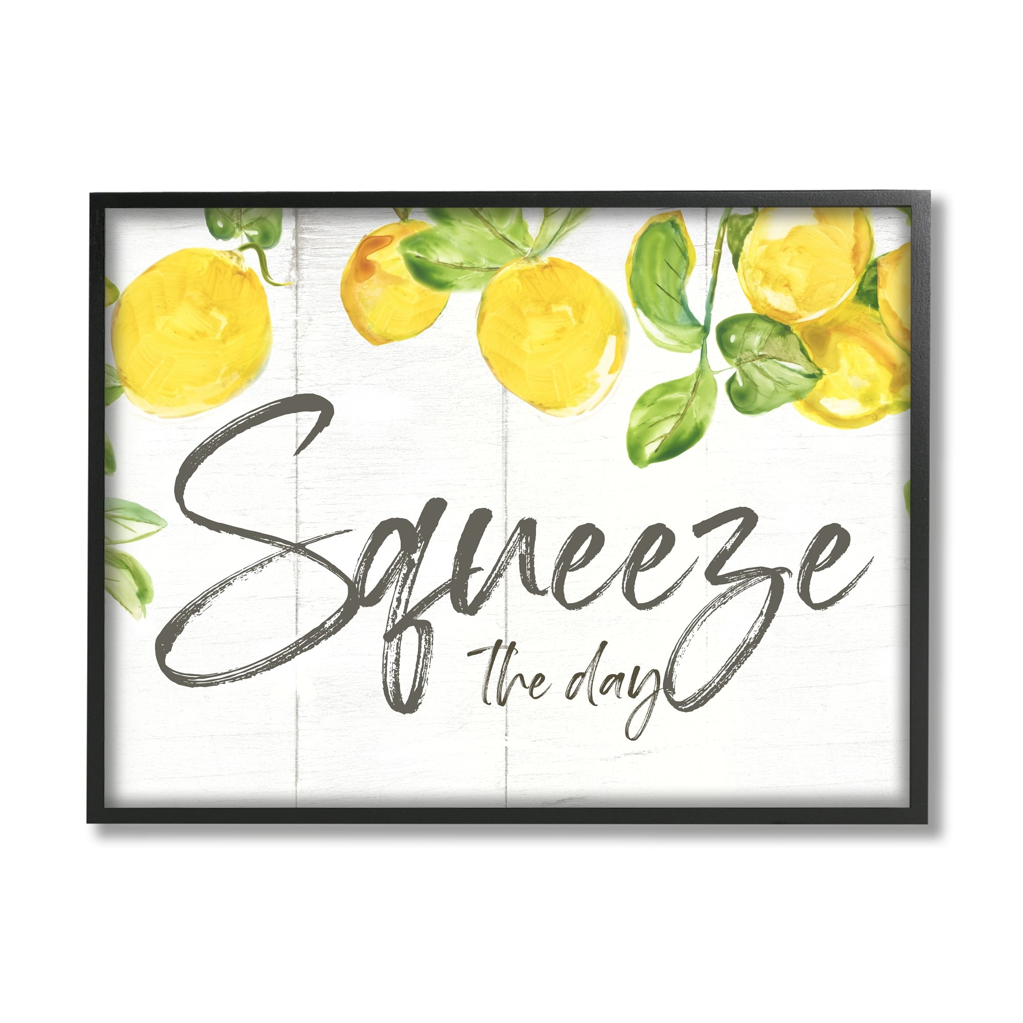 Stupell Industries Squeeze the Day Motivational Phrase Cascading Lemon Fruits, 14 x 11, Design by Nan