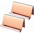 thumbnail image 1 of 2 Pack Stainless Steel Business Cards Holders Desktop Card Display for Business Name Card Rack Organizer for Office, Daily Use 9*4.9*4.9cm Rosy Gold, 1 of 5