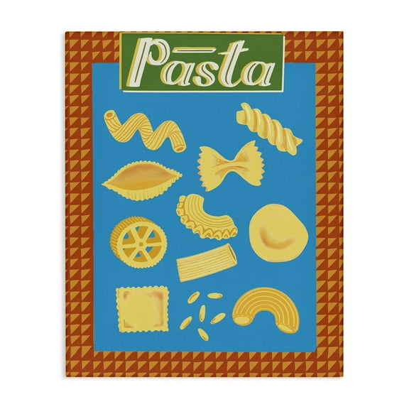 Stupell Industries Vintage Pasta Types Food & Beverage Painting Wrapped Canvas Art Print Wall Art, 16 x 20