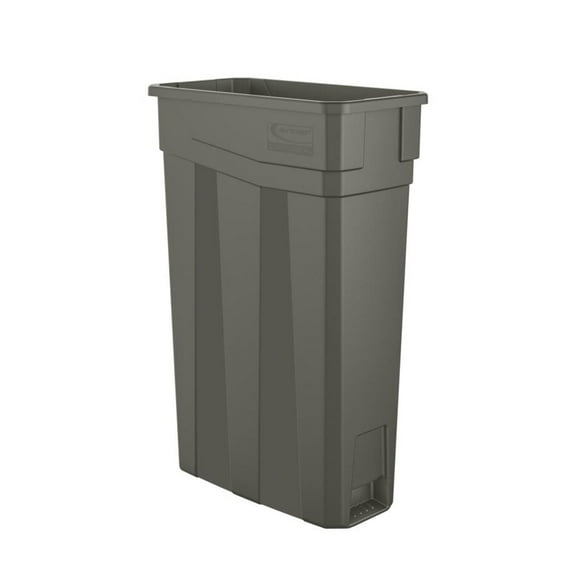 Suncast Commercial Narrow Rectangular Resin Trash Can, 23 Gallons, 30"H x 11"W x 20"D, Gray