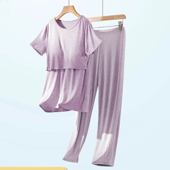 YanHoo Maternity Nursing Pajama Sets Labor Delivery Pjs Short Sleeve Breastfeeding Pajamas Pregnancy Sleepwear Set