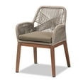 thumbnail image 4 of bali & pari Jennifer Mid-Century Transitional Grey Woven Rope Mahogany Dining Arm Chair, 4 of 13