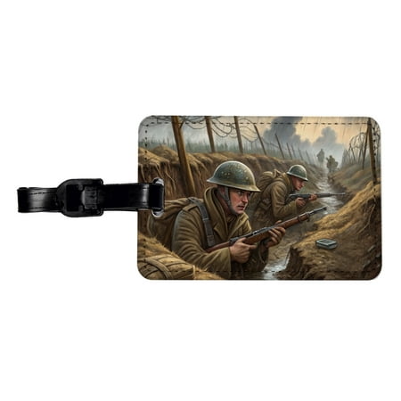 WWI Trench Warfare Allies Western Front Faux Leather Travel Luggage Tag